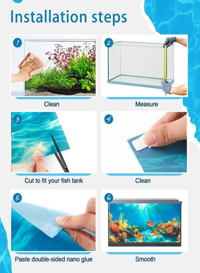 Mindsoft مجموعة خلفيات أحواض السمك من Mindsoft، عبوة من 4 قطع، مصنوعة من البوليستر، مقاس 30 × 18 بوصة، خلفية لحوض السمك، مزينة برسومات الشعاب المرجانية تحت الماء، وأشعة الشمس، والصخور، والنباتات المائية، مع شريط لاصق مزدوج الجوانب. - Image 3